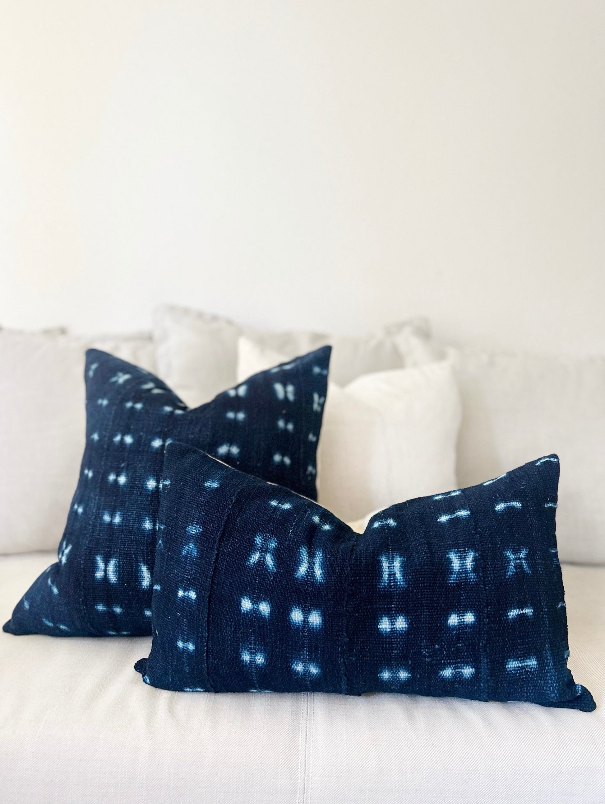 Indigo Decor Pillow Cover, Mud Cloth Decorative Pillow Cover 12”x20”