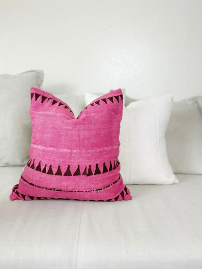 Pink Printed, Mud Cloth Decorative Pillow Cover 20”