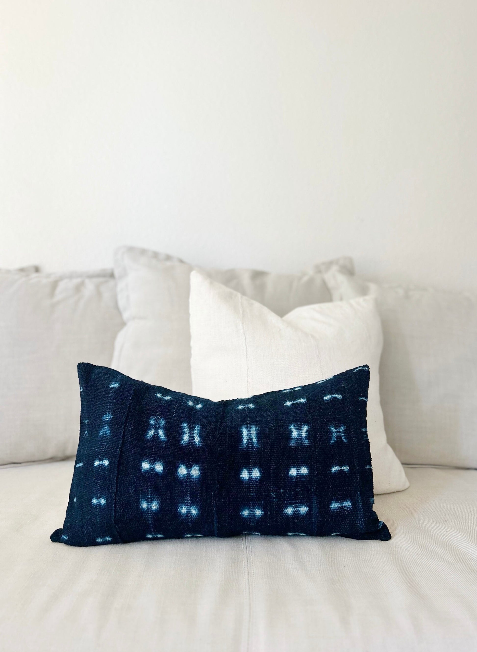 Indigo Decor Pillow Cover, Mud Cloth Decorative Pillow Cover 12”x20”